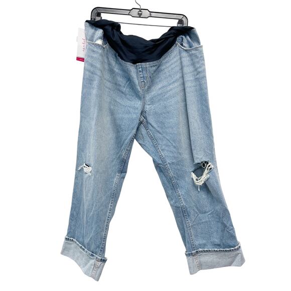 Ingrid & Isabel Over Belly Cropped Vintage High-Rise Straight Maternity Pants 16 - Picture 2 of 6